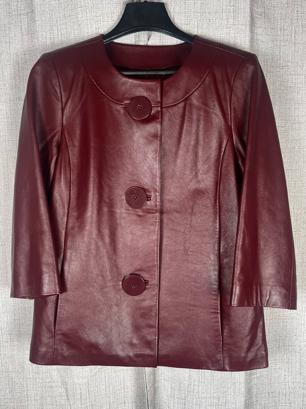 NEIMAN MARCUS Exclusive Burgundy Lamb Leather Jacket Coat Sz Medium Vintage